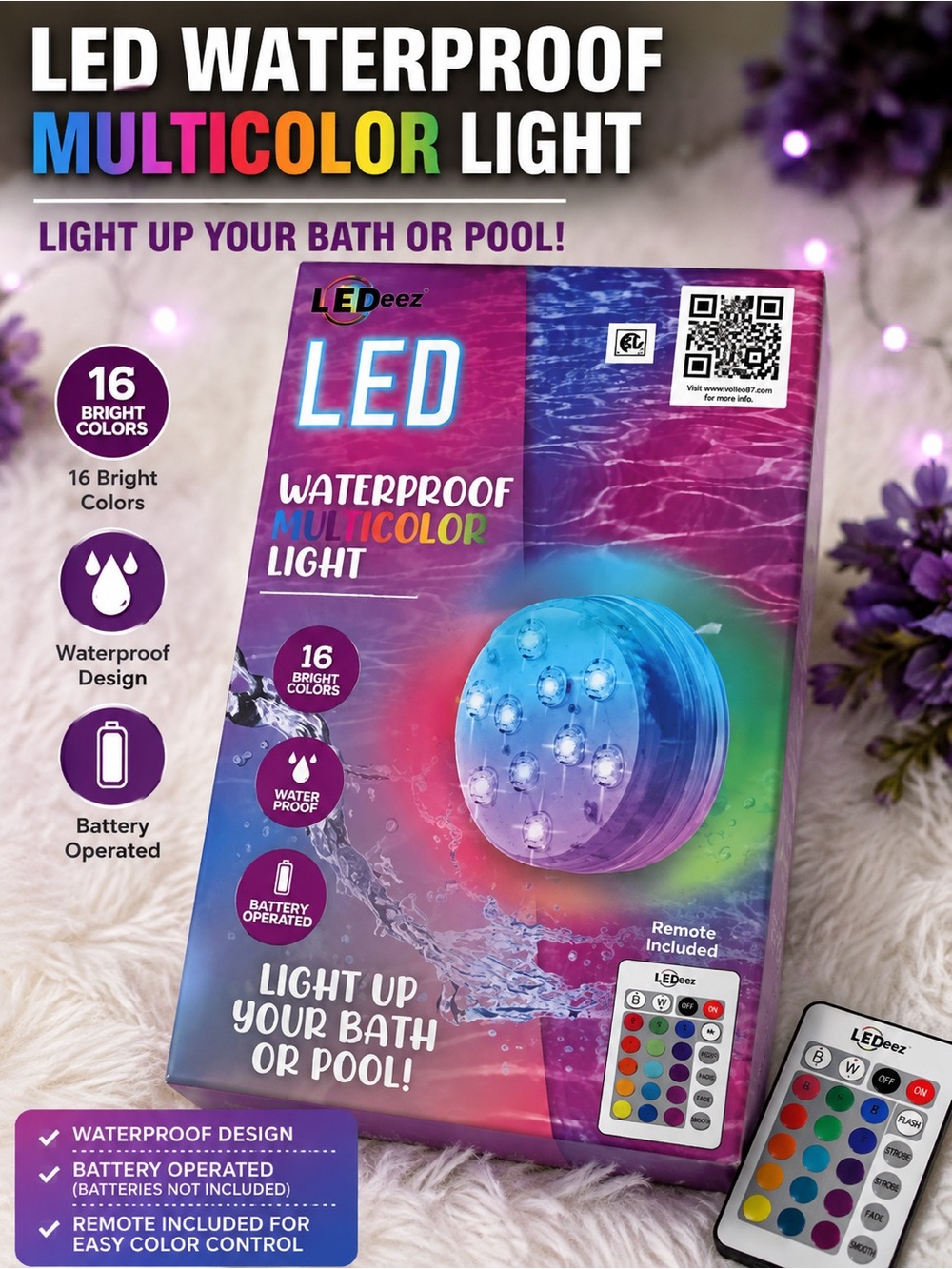 LEDeez Waterproof Multicolor LED Light - Blue - Picture 1 of 9